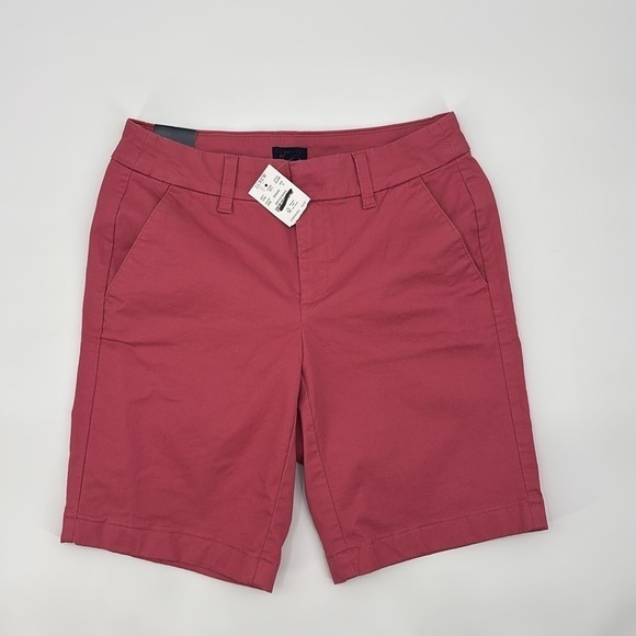 J. Crew Factory 9" Frankie bermuda chino short in dusty red size 0 NWT AL569 - Picture 5 of 14